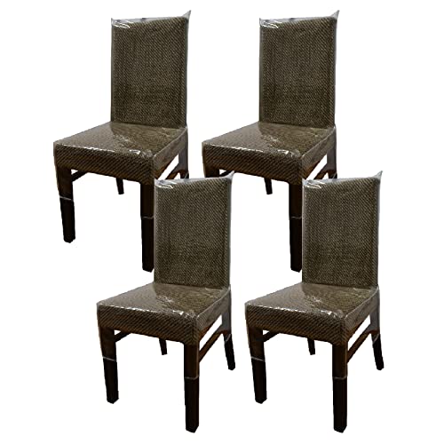 Krfoonn 4 Pack Plastic Dining Room Chair Cover Waterproof Chair Slipcovers With Backrests Clear Pvc Chair Seat Protector Covers For Stain/Dust And Scratch Resistant #TOP18