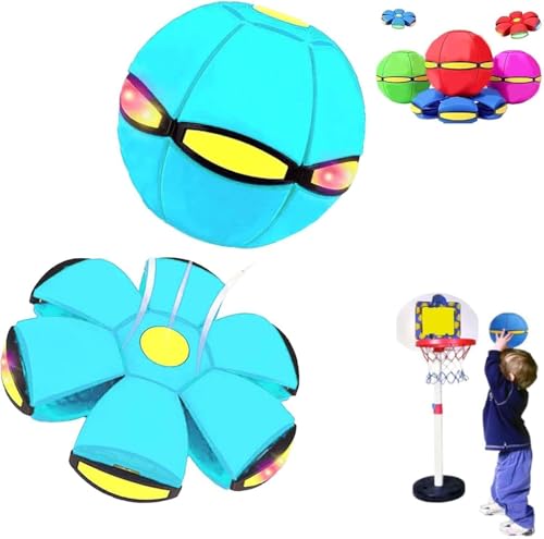 Ziswin Fliegende Untertasse Ball,Leuchten Fliegend Untertasse Ball Spielzeug,Interaktives Hund Espielzeug Frisbee für Hundetraining, mit 3 Lichtern für Hunde,Outdoor-Spielzeug (Hellblau)