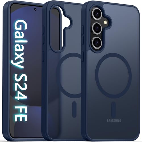 Image of Oterkin Magnetic Samsung Galaxy S24 FE Case, Dark Blue | Matte, Compatible with MagSafe, Frosted Translucent, Shockproof Anti-Scratch Slim Fit, Military Grade Protection