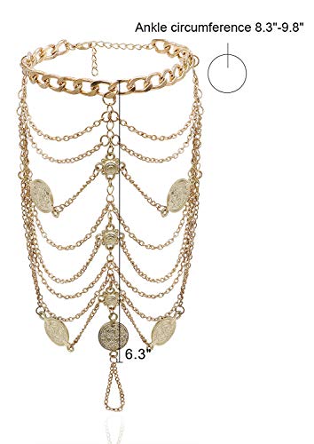 Bienvenu Tassel Barefoot Sandal Wedding Dancing Ankle Bracelet Boho Vintage With Coin, Gold #TOP5