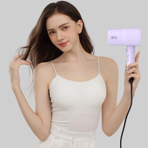 Image of AINA Diffuser Hair Dryer Full-Featured Blow Dryer 110V /1600W(Purple) | 3 Heat /2 Speed;Cold shut button;Lightweight;Compact Size;High Temp;Low Airflow;Same Results;Less Expense