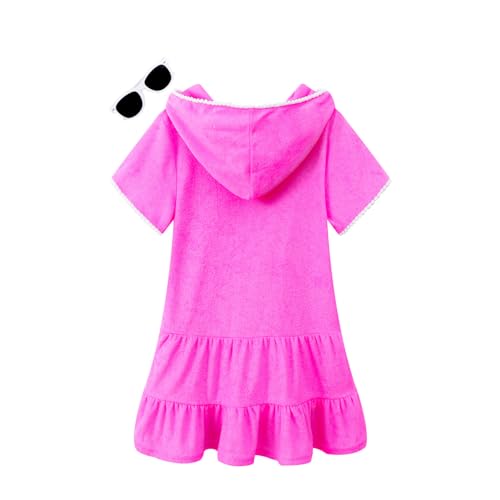 Image of Girls Swim Cover Up Kids Swimsuit Coverup Terry Zip-Up Beach Bathing Suit Wraps with Sunglasses