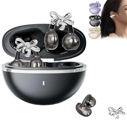 Auriculares de clip con aretes de lazo desmontables, auriculares inalámbricos Bluetooth 5.4 con micrófono, ajuste cómodo y auriculares inspirados en joyas de 72 horas para mujeres, regalos, deportes y