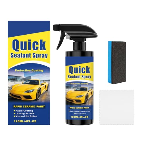 Ceramic Coating Spray for Cars - 3-in-1 High Gloss Car Wax & Polish with Sponge and Microfiber Cloth - Advanced Hydrophobic Pain