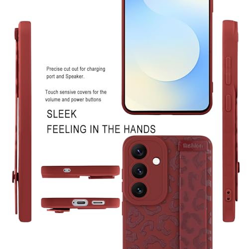 Image of Compatible with Samsung Galaxy S25 FE Case with Strap Wrist Wine Red