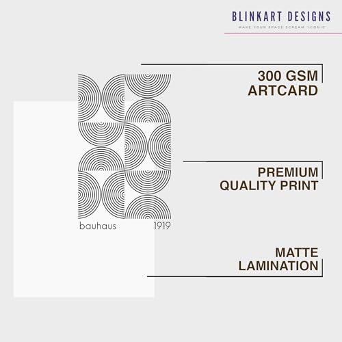 Image of BLINKART Vintage Bauhaus Retro Geometric Aesthetic Poster Gallery | Colorful Wrap Framed For Home Office Studio Living Room Modern Art Studio Decoration Abstract Shapes | (d99) | 13x10 Inch
