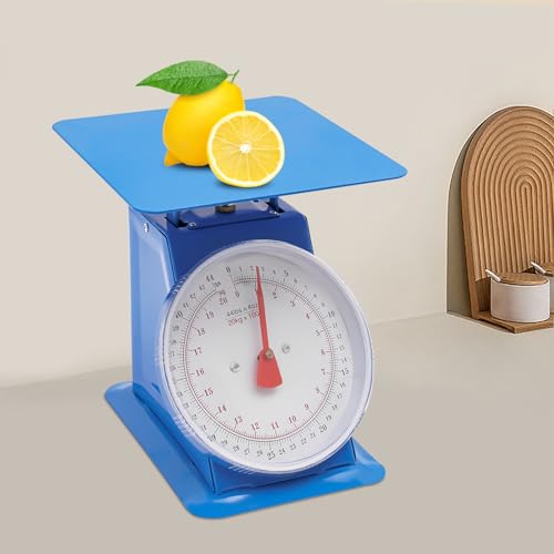 Cncest DKIDYSTRY-2286 Mechanical Kitchen Weighing Food Scale 20Kg/44Lbs Modern Iron Analog Kitchen Scale Blue Analog Food Scale thumb #2