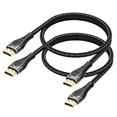 DIOOEER Short HDMI Cable 2FT 2-Pack 10K 8K 4K, HDMI 2.1 Cable 2 Foot 48Gbps Ultra High Speed Braided HDMI Cord 8K@60Hz, 4K@120Hz, eARC, HDR10+, HDCP2.3 for Monitor/HDMI Switch/Camera/TV Box/HDTV