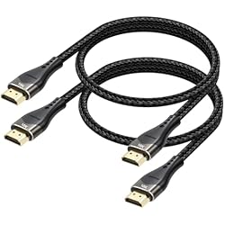 DIOOEER Short HDMI Cable 2FT 2-Pack 10K 8K 4K, HDMI 2.1 Cable 2 Foot 48Gbps Ultra High Speed Braided HDMI Cord 8K@60Hz, 4K@120Hz, eARC, HDR10+, HDCP2.3 for Monitor/HDMI Switch/Camera/TV Box/HDTV