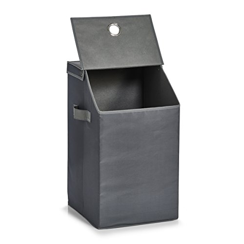 Zeller Wäschesammler, Polyester, anthrazit, ca. 34 x 34 x 60 cm