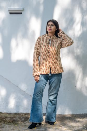 Image of Reversible Jacket for Women | Double Sided Quilted Jacket | Reversible Winter Jacket for Women | Stylish Ethnic Printed Jacket | Warm & Comfortable Casual Outerwear
