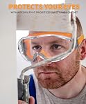 2-Pack Safety Goggles Over Glasses for Men, Anti-Fog Lab Eyewear for Chemistry, Woodworking, Construction - Safety Glasses