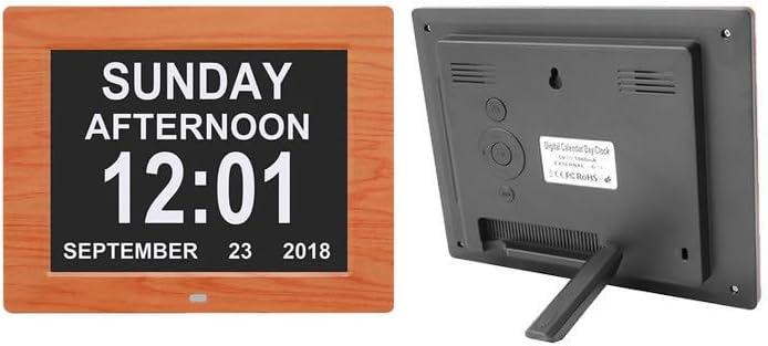 Miniatura 6 de Calendario digital con fecha, reloj despertador múltiple de 8 pulgadas, pantalla grande, atenuación automática, mesa de escritorio eléctrica,