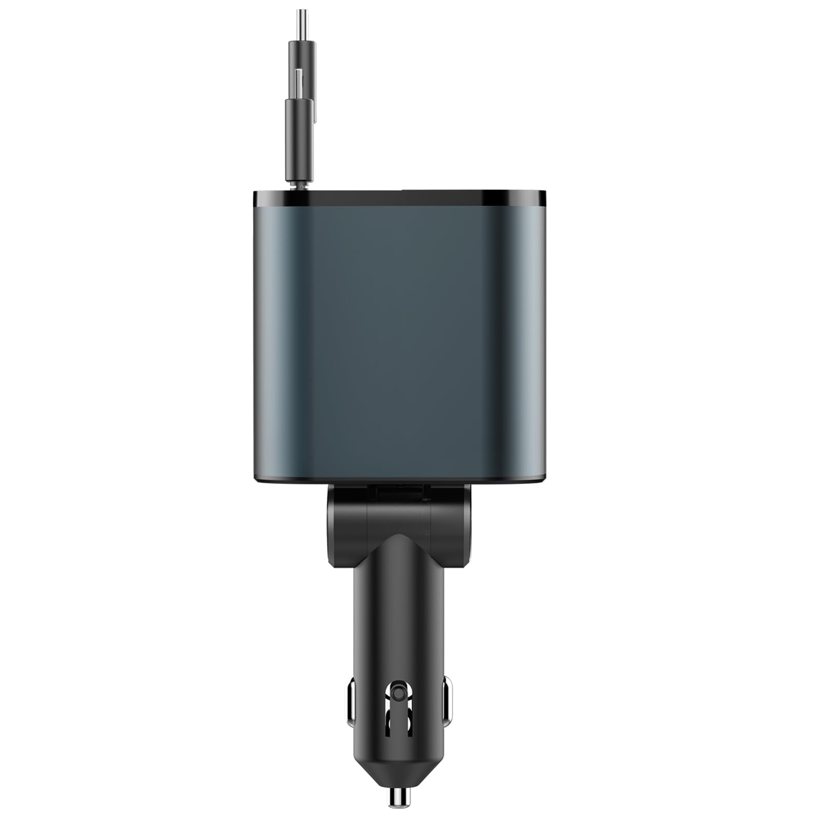 iYeHo Retractable Car Charger,4 in 1 Fast Charger,Car Adapter with Retractable Cables and Dual USB Ports for iPhone 15/15 Plus/15 Pro/15 Pro Max/13/12/11,Galaxy S23,MacBook Pro,iPad Air,and More