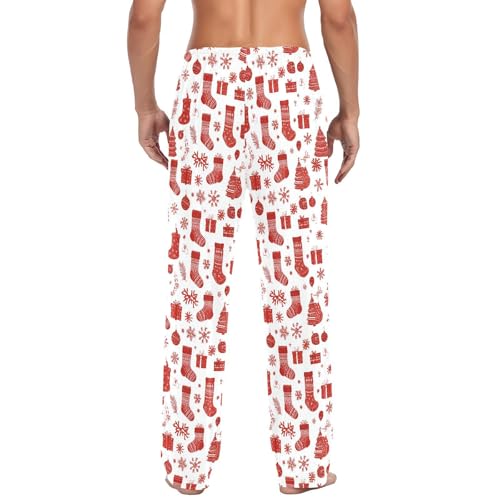 Christmas Stocking Men's Pajamas Pants Cotton Sleep Bottoms Pants Lounge Sleepwear - S3