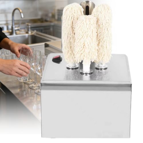 Azcabjie 1200W Automatic Glass Polisher Dryer Machine, Fast Stable Heating Electric Cup Polisher, Effectively Remove Fingerprints & Residual Water for All Drinking Glasses ThreeHeads