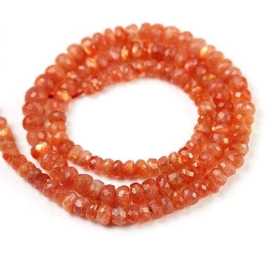 Pierre de soleil indienne en rondelles facettées orange de 4-5 mm pour création de bijoux