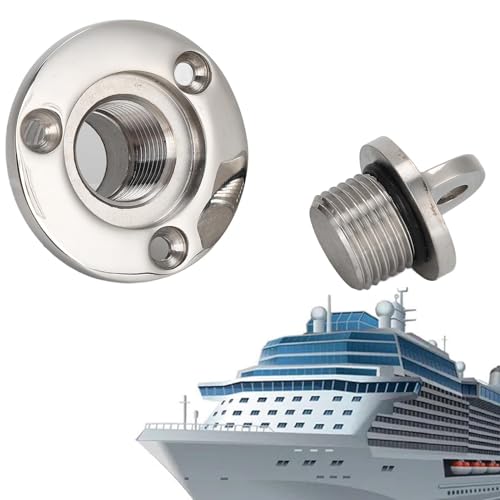 Garboard Ablassschraube, 25mm Rund Edelstahl-Ablassöffnung für Bootsschiffe, Lenzstopfen Marine Ablassstopfen Boot Stecker Wasserauslass-Bootsstecker Bootszubehör, Gewinde-Bootsstopfen für Bootsrümpf