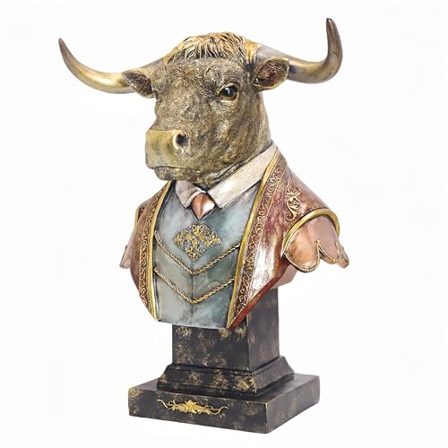 GENUINQ Stock Market Bull Head Bust Sculpture Steampunk Wall Street