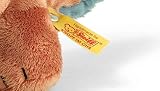 Steiff 087837 - Original Plüschtier Bronko Brontosaurus, Soft Cuddly Friends Kuscheltier ca. 28 cm, Markenplüsch mit Knopf im Ohr, Schmusefreund für Babys 0m+, dunkelorange-Petrol