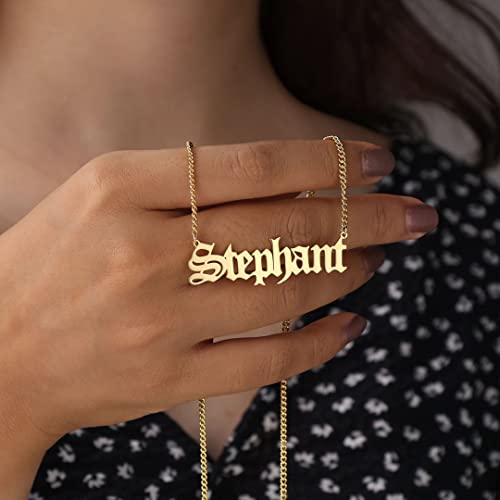 10K 14K 18K Real Gold Personalized Name Necklace for Women, Custom Name Nameplate Jewelry Gifts for Birthday Mother's Day Anniversary, Solid Gold Durable Cuban Chain Jewelry Gift for Mother Wife Daughter Friend3