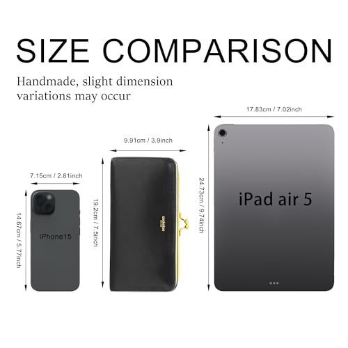 Cockatoo Large Wallet for Women, Nappa Leather Bifold Ladies Purse with Kiss-Lock Coin Pocket and ID Window (Rumba Red)2