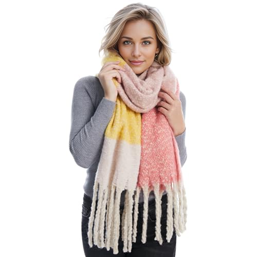 MissShorthair Oversized Chunky Scarf for Women Winter Warm Colorf...