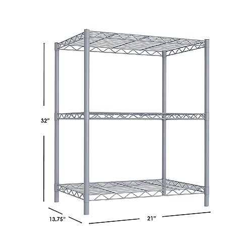 Home Basics Wire Shelving Storage Unit (3 Tier, Grey)