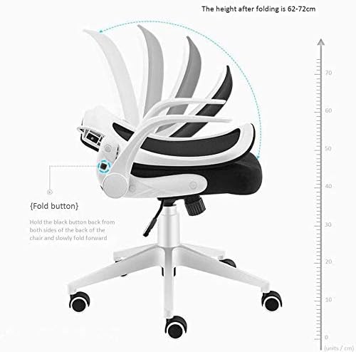 Miniatura 4 de Silla de oficina de malla con respaldo medio, ergonómica, giratoria, de malla negra, brazos abatibles con soporte lumbar, altura ajustable