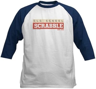 CafePress Old School Scrabble Kids Baseball Tee Kids Cotton Baseball Jersey, 3/4 Raglan Sleeve Shirt Navy/White