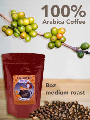Enchanted Brew Fabulous Fall Series! Pumpkin Spice Gourmet Flavored Coffee, Artisan Medium-Roast Arabica Coffee Beans - 8 Oz Bag, Whole Bean - Special Limited Edition Gift Packaging #TOP5