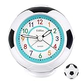 Edillas Wecker Kinder für Mädchen Jungen,Analog Wecker Geräuschlos Ohne Ticken mit Licht Schlummerfunktion Fußball Wecker für Kinder Schlafzimmer Nachttisch Tisch Aufwachenuhr