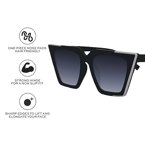 TOPFOXX - The CEO Faded Black - Square Oversized Sunglasses for Women with UV400 Protection2