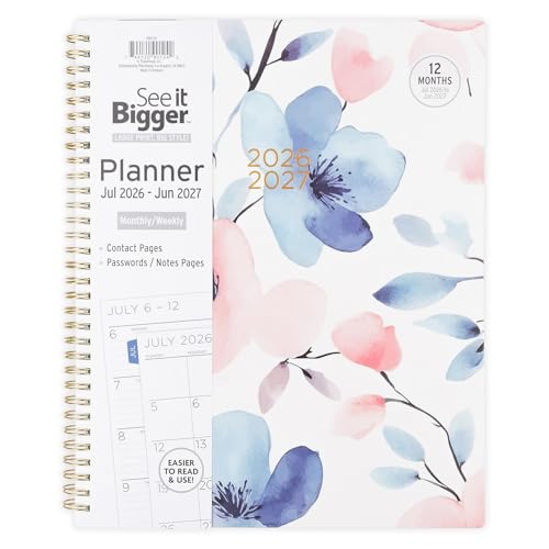 2026-2027 PlanAhead See It Bigger 9.25 x 11.25 Academic Weekly & Monthly Planner, Paperboard Cover, Floral
