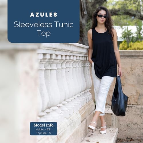 Azules Sleeveless Tunic Tops for Women - Loose Fit Tank Tops Ladies Flowy Dressy Shirts Outfits for Leggings2