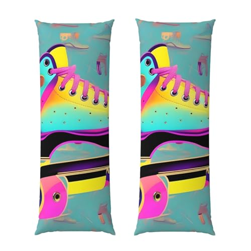 Housse de coussin colorée patins pour déco de chambre esthétique