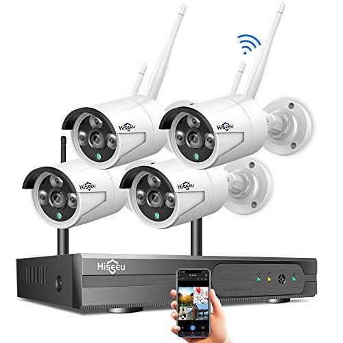 [8CH Expandable] Hiseeu 1080P Wireless Security Camera System with One-Way Audio, 4Pcs Outdoor/Indoor