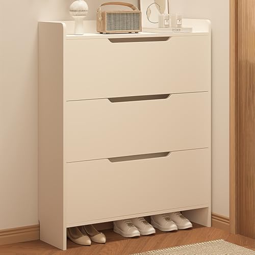 Almacenamiento de zapatos de granja, diseño vertical estrecho con 3 cajones plegables, solución moderna de madera para entrada y pasillo (negro, 80 x 24 cm)