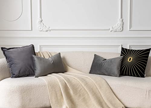 JUSPURBET 12x20 Grey Lumbar Velvet Throw Pillow Cover Set of 2,Decorative Soft Solid Cushion Cases for Couch Sofa Bed - Thumbnail 4