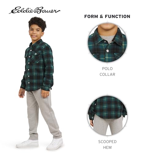 Eddie Bauer Boys' Plush Faux Sherpa Lined Fleece Button-Down Shirt Jacket3
