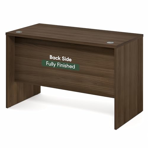Image of Furinno Roger Computer Desk, 47 Inch Rectangular Executive Desk with Modesty Panel, Home Office Desk with Thick Tabletop, Desk Cord Grommet, Scratchproof, for Home Study, Office, Modern Walnut