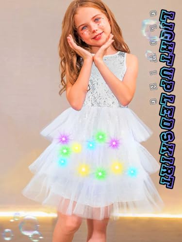 TWINKLEDE Glow Sequin Dress Light Up Party Birthday Tulle Tutu Dress2