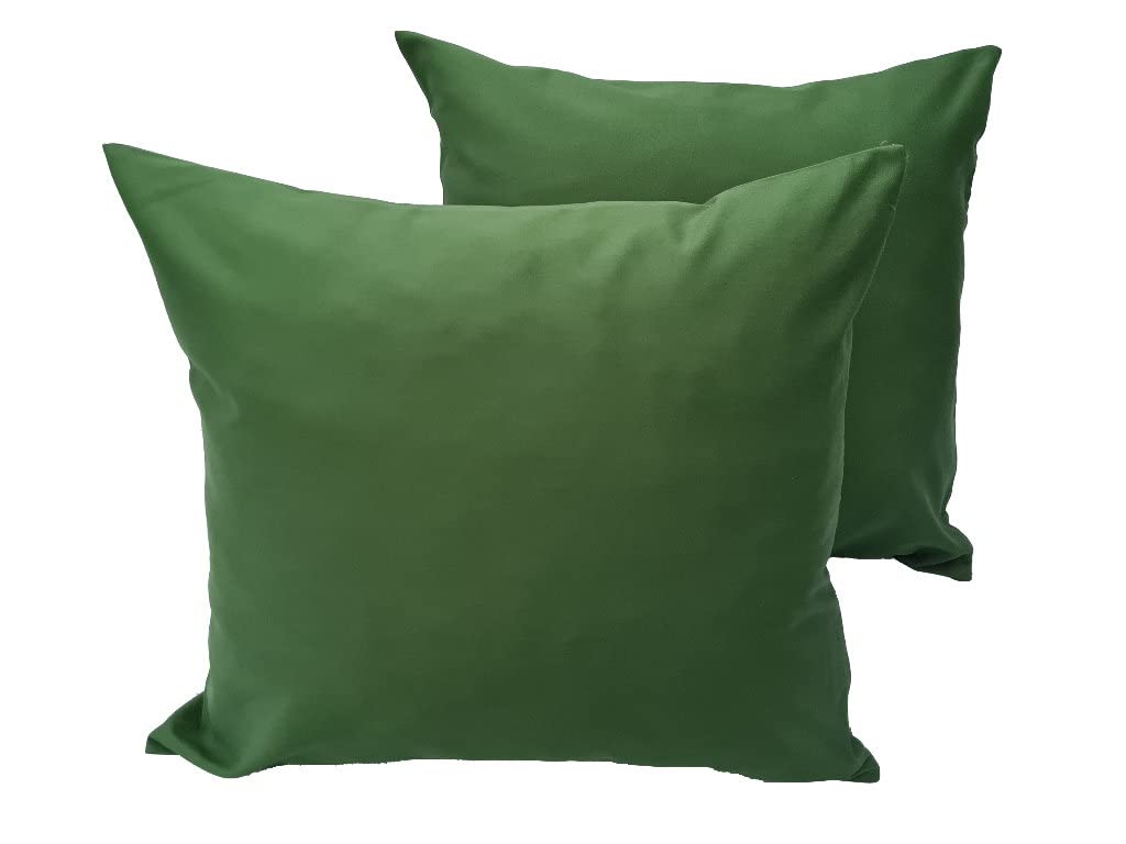 Lemos Home Set of 2 Decorative Cushion Covers 100% Cotton Concept Collection - Choice of Colour and Size (Pack of 2 Cushion Covers - 40 x 40 cm, Olive Green)