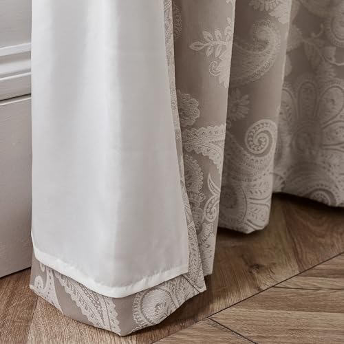 Catherine Lansfield Opulent Jacquard 66x90 Inch Lined Eyelet Curtains - Set of Two Panels in Champagne Gold - Image 4