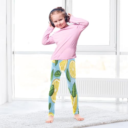 Bolaz Toddler Girls Leggings Printed Yoga Pants Leggings Lemon Mint Leaves for Kids4