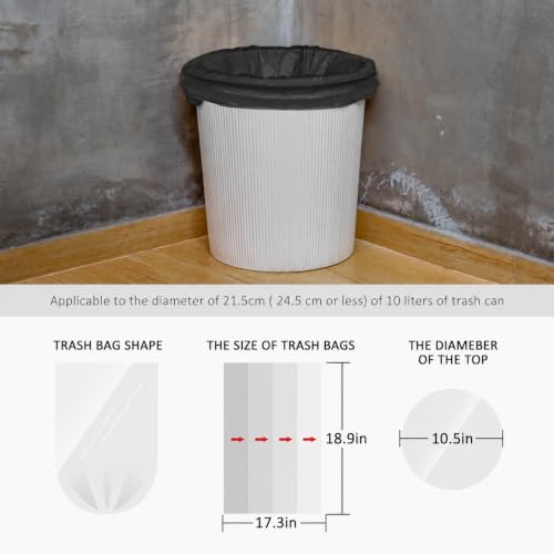 Image of Teivio 3 Gallon 260 Counts Small Trash Bags Garbage Bags, Bathroom Trash Can Bin Liners, Small Plastic Bags for Home Office Kitchen (Black)