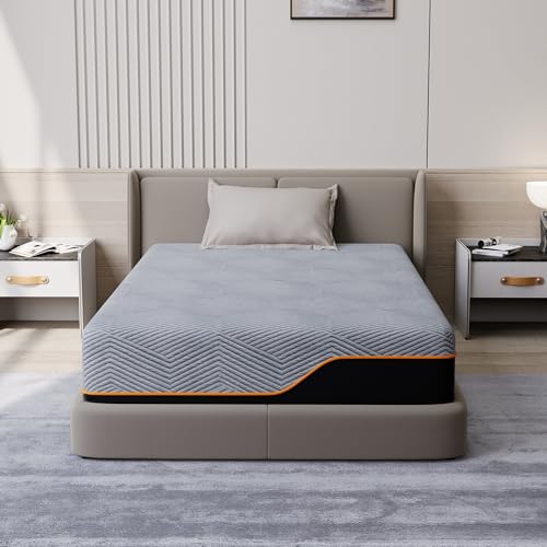 ESHINE 14 inch Full Memory Foam Mattress Full Size Mattress with Gel Memory Foam for Back Pain and Pressure Relief Green Tea Mattress in a Box for Comfort Sleep CertiPUR US Certified Dark Grey