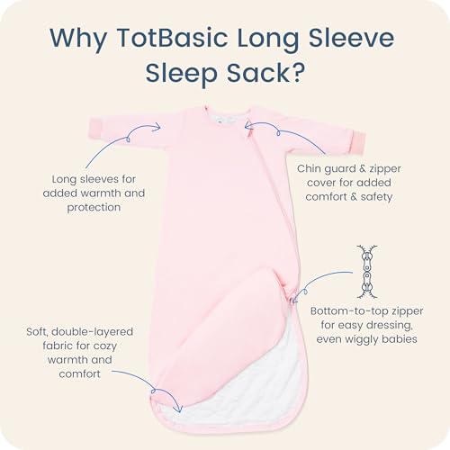 Image of Baby Sleep Sack Long Sleeve Wearable Blanket 1.0 TOG, Premium Soft Infants Warm Sleeping Bags with 2-way Zippers