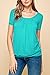 Made By Johnny MBJ WT1175 Women's Scoop Neck Short Sleeve Pleated Front Blouse Tunic Top XXXL Jade