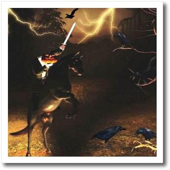 3dRose ht_28906_3 Headless Horseman Rides in Sleepy Hollow-Iron on Heat Transfer for White Material, 10 by 10-Inch